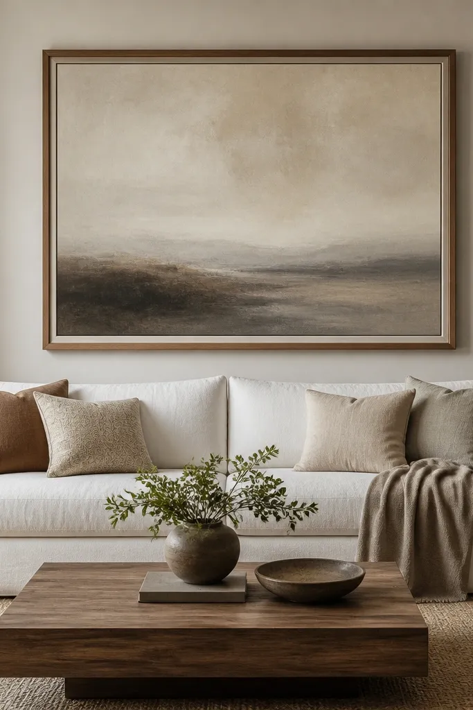 A single large rectangle frame sits behind the sofa. The inner border has a beveled profile that creates a thin highlight line inside the main frame.