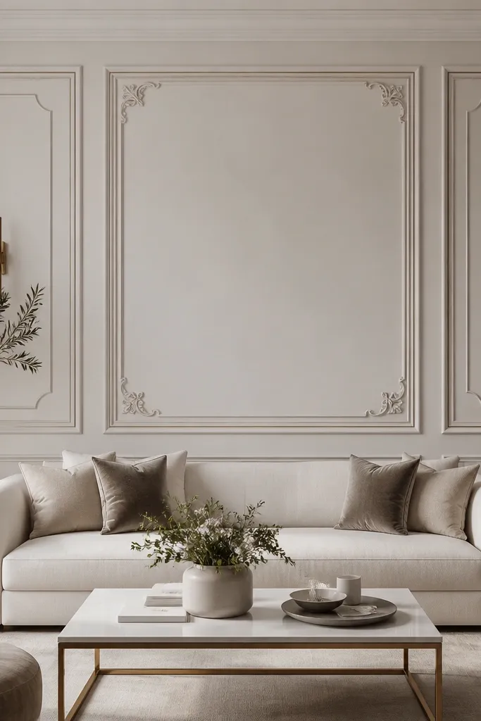 Aesthetic Sofa Back Wall Moulding Design Ideas