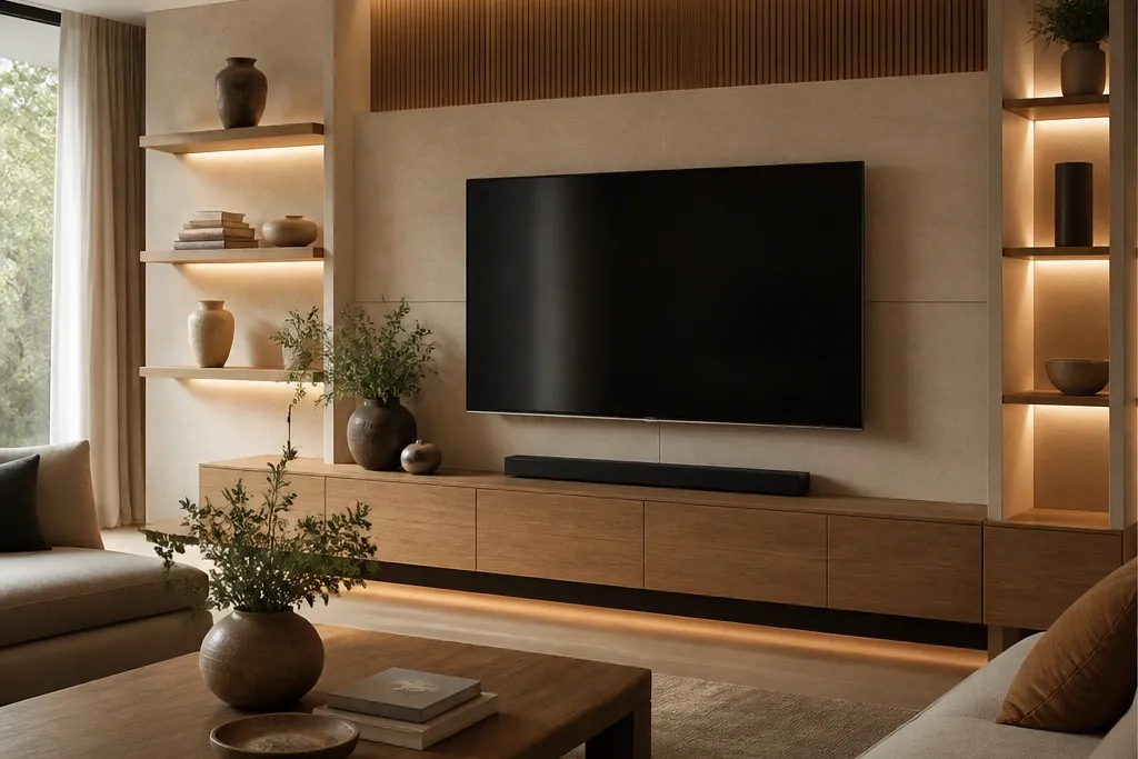 Cozy Warm TV Wall Design Luxury