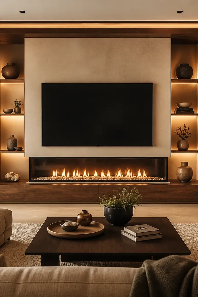 Cozy Warm TV Wall Design Luxury