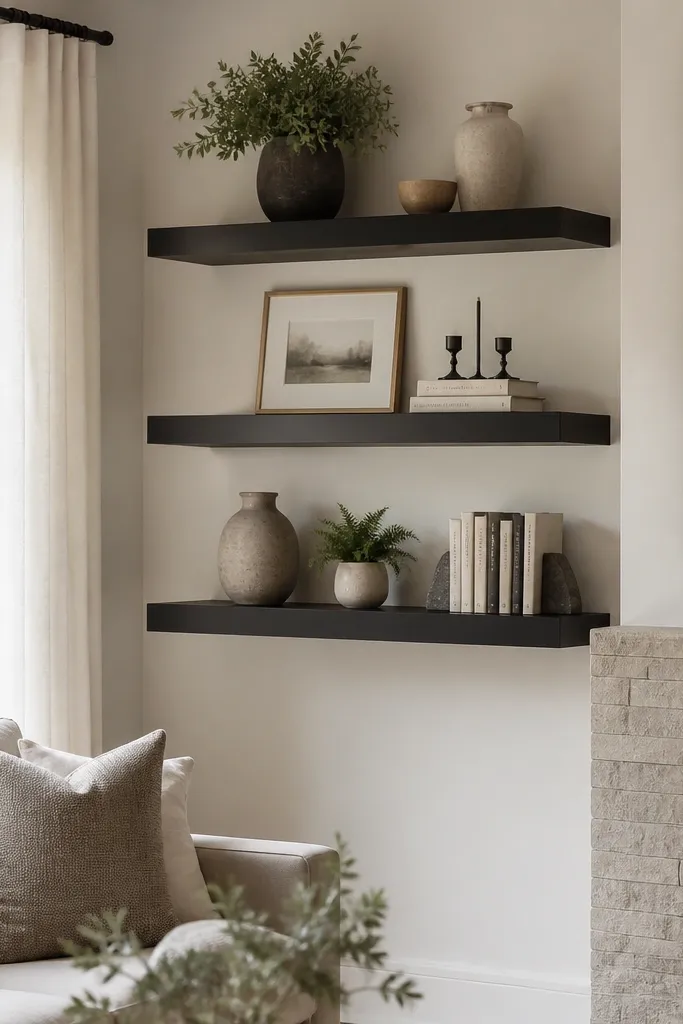 Floating Shelves Living Room quick easy black shelves