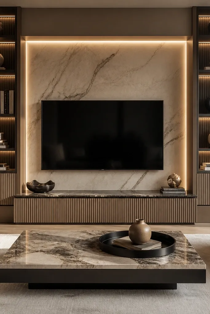 High End Luxe TV Wall Design Luxury