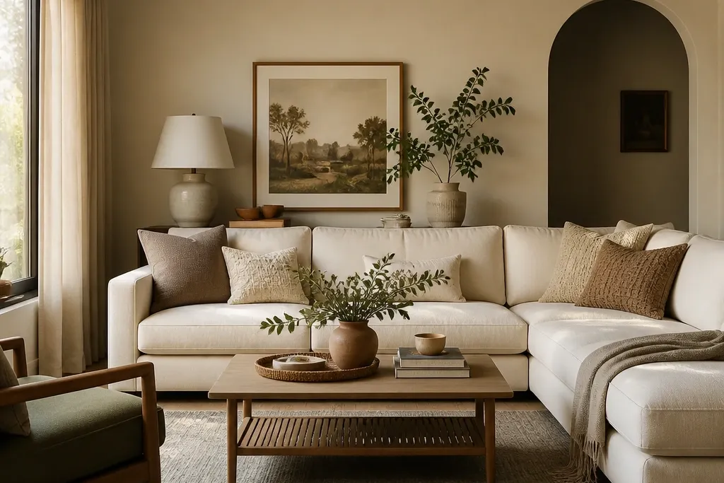 Neutral cosy living room ideas warm