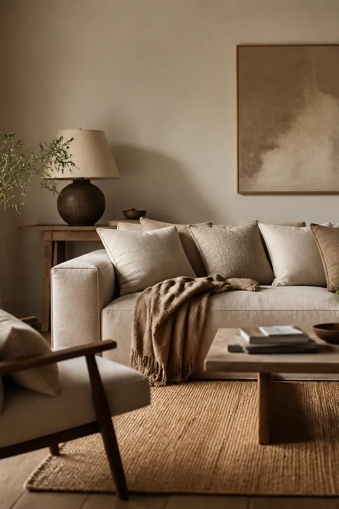 Neutral cosy living room ideas warm