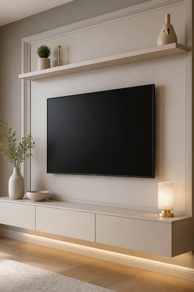 No Drill Renter TV Wall Design Luxury