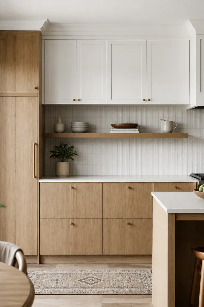 Oak and white kitchen cabinets budget-friendly