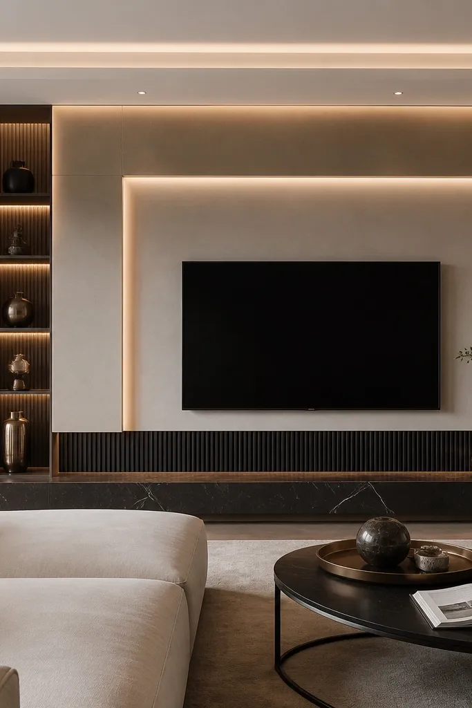 TV Wall Design Luxury With Lights
