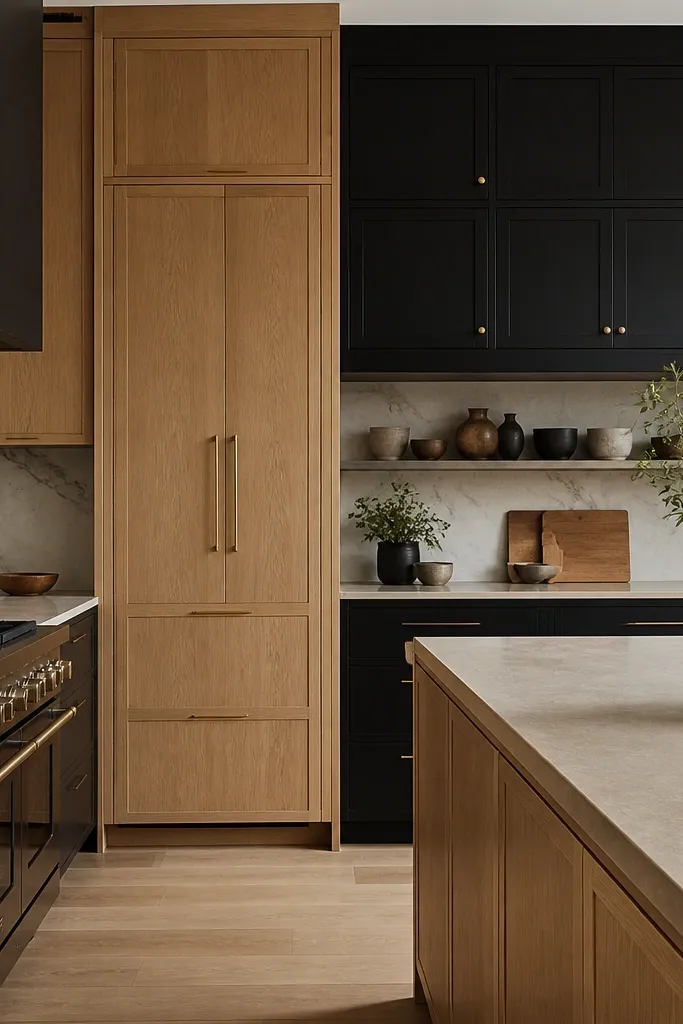 White oak and black kitchen cabinets bold style