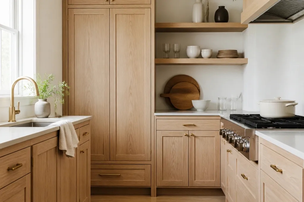 White Oak Kitchen Cabinets for small spaces